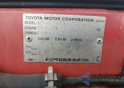 1997 Toyota Hilux Surf z USA, uszkodzony, nr VIN KZN1850042790